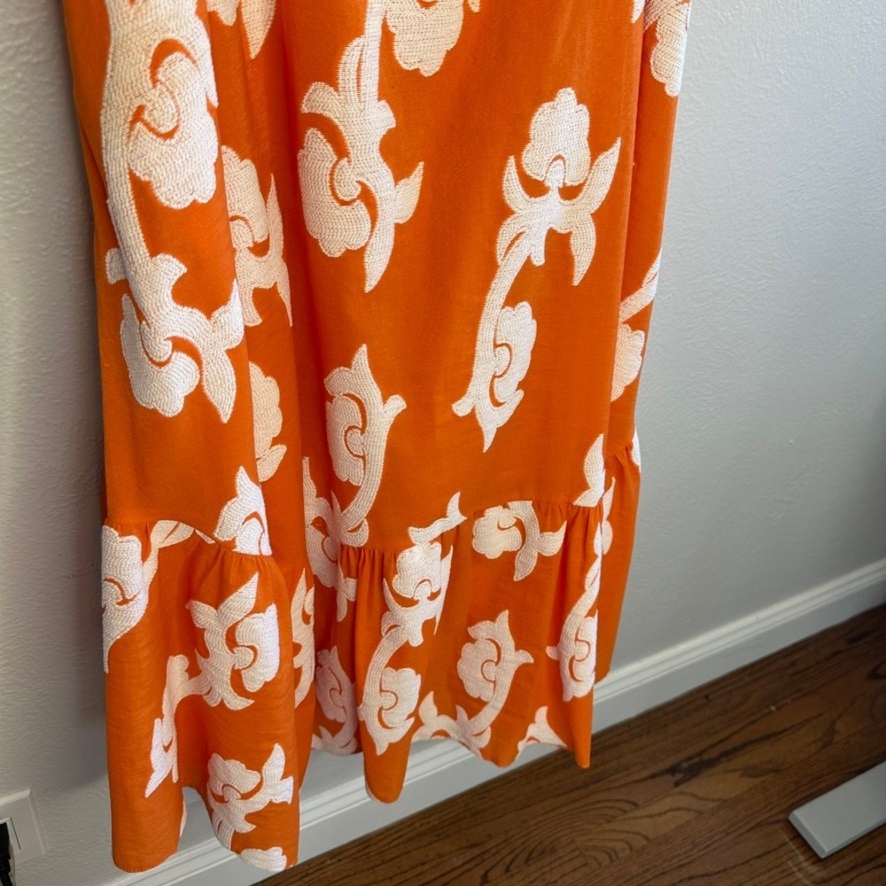 Anthropologie x Exquise Orange‎ Phoebe Flounced Maxi Dress Size Medium - Picture 6 of 12